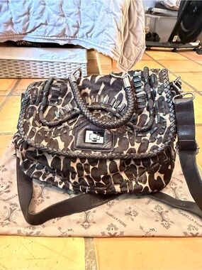 Isabella Fiore Braided Animal-Print Shoulder Bag